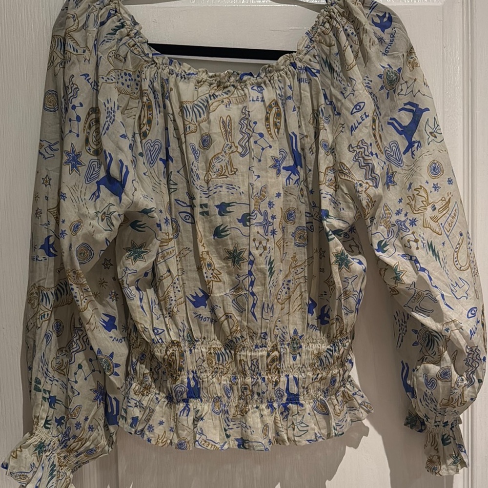 MOTHER Printed Blouse with Blue Accents - Picture 2 of 6